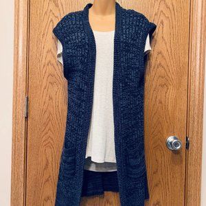 Long Sweater Cardigan Vest blue / Croft & Barrow Duster